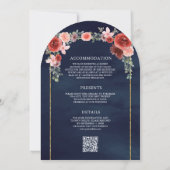Invitation Blush Pink Burgundy Arch Floral Photo Mariage de l (Dos)