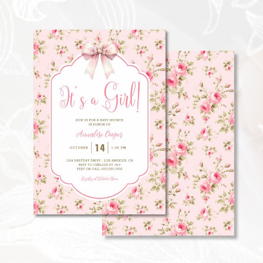 Invitation Blush Pink C'est un Baby shower de fille