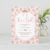Invitation Blush Pink C'est un Baby shower de fille (Debout devant)