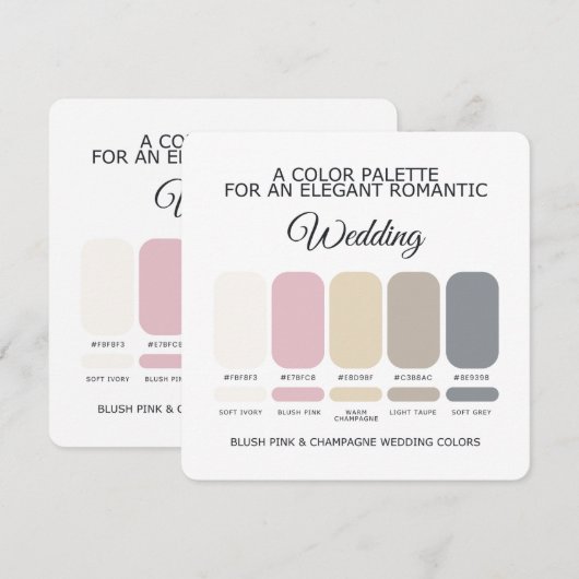 Invitation Blush Pink Champagne Wedding Color Palette Card (Devant / Derrière)