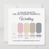 Invitation Blush Pink Champagne Wedding Color Palette Card (Devant)