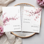 Invitation Blush Pink Cherry Blossom Flower Japanese Wedding