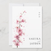 Invitation Blush Pink Cherry Blossom Flower Japanese Wedding  (Devant)