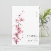 Invitation Blush Pink Cherry Blossom Flower Japanese Wedding  (Debout devant)