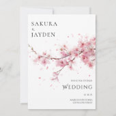 Invitation Blush Pink Cherry Blossom Flower Japanese Wedding  (Dos)