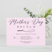 Invitation Blush Pink Chic Simple Script Fête des Mères Brunc (Debout devant)