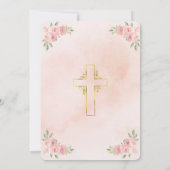 Invitation Blush Pink Christian Baby Shower with Gold Cross (Dos)
