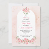 Invitation Blush Pink Christian Baby Shower with Gold Cross (Devant)