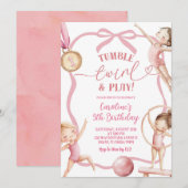 Invitation Blush Pink Coquette Gymnastic Medalist Birthday (Devant / Derrière)