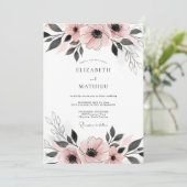 Invitation Blush Pink Dainty Anemone Wedding (Debout devant)