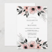 Invitation Blush Pink Dainty Anemone Wedding (Devant / Derrière)