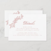 Invitation Blush Pink Détails Fiche d'information, Détails de (Devant / Derrière)