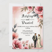 Invitation Blush Pink Dusty Rose Bride Groom Floral Wedding (Devant)