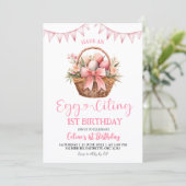 Invitation Blush Pink Eggciting Birthday (Debout devant)