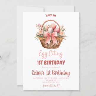 Invitation Blush Pink Eggciting Birthday