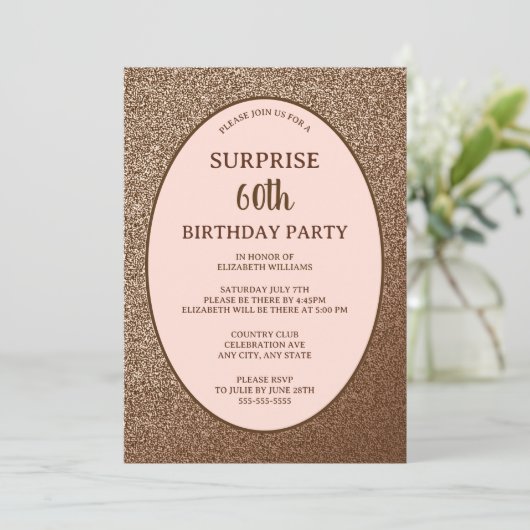 Invitation Blush Pink Elegant Surprise 60e Anniversaire numér (Debout devant)