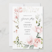 Invitation Blush Pink & Eucalyptus Floral Graduation Party (Devant)