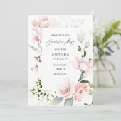 Invitation Blush Pink & Eucalyptus Floral Graduation Party (Debout devant)