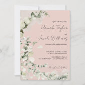 Invitation Blush PInk Eucalyptus QR Code Mariage (Devant)