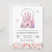 Invitation Blush Pink Fairytale Castle Baby shower Floral (Devant)