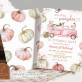 Invitation Blush Pink Farm Camion Citrouille 1er anniversaire