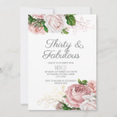 Invitation Blush Pink Floral 30 et Fabuleux anniversaire (Devant)