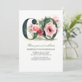 Invitation Blush Pink Floral 60e fête anniversaire (Debout devant)
