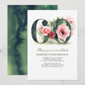 Invitation Blush Pink Floral 60e fête anniversaire (Devant / Derrière)