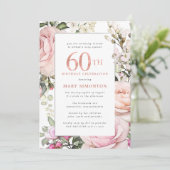 Invitation Blush Pink Floral 60e fête anniversaire (Debout devant)