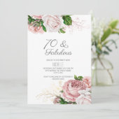 Invitation Blush Pink Floral 70 et Fabulous Birthday (Debout devant)