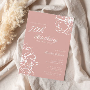 Invitation Blush Pink Floral 70e fête d'anniversaire