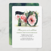Invitation Blush Pink Floral 70e fête d'anniversaire (Devant / Derrière)