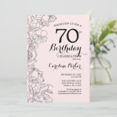 Invitation Blush Pink Floral 70e fête d'anniversaire (Debout devant)
