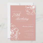 Invitation Blush Pink Floral 70e fête d'anniversaire (Devant)