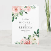 Invitation Blush Pink Floral All in One QR Code Wedding (Devant)