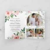 Invitation Blush Pink Floral All in One QR Code Wedding (Intérieur)