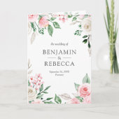 Invitation Blush Pink Floral All in One QR Code Wedding (Devant)