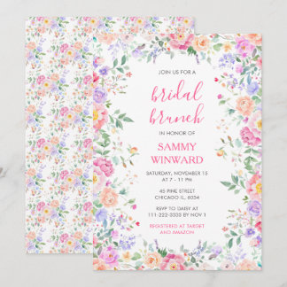 Invitation Blush Pink Floral Bridal Brunch Wildflower