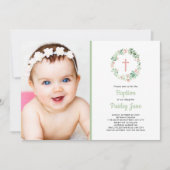 Invitation Blush Pink Floral couronne de fer baptême invitati (Devant)