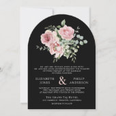 Invitation Blush Pink Floral Eucalyptus Black QR Code Wedding (Devant)