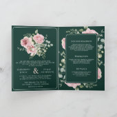 Invitation Blush Pink Floral Eucalyptus Emerald Green Wedding (Intérieur)