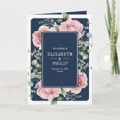 Invitation Blush Pink Floral Eucalyptus Navy Blue Wedding (Devant)