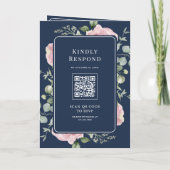 Invitation Blush Pink Floral Eucalyptus Navy Blue Wedding (Dos)