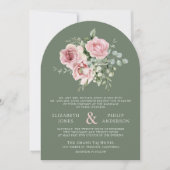 Invitation Blush Pink Floral Eucalyptus Sage Green Wedding (Devant)