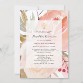 Invitation Blush Pink Floral First Holy Communion (Devant)