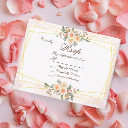 Invitation Blush Pink Floral Geometric Wedding RSVP Card