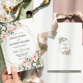 Invitation Blush Pink Floral Gold Geometric Estate Wedding 
