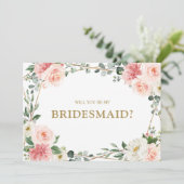 Invitation Blush Pink Floral Gold Serez-vous ma servante (Debout devant)