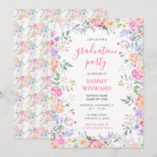 Invitation Blush Pink Floral Graduation Party Wildflower