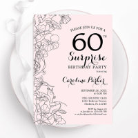 Blush Pink Floral Surprise 60e fête d'anniversaire